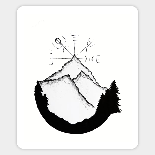 Mountain Compass Sticker by ValhallaDesigns